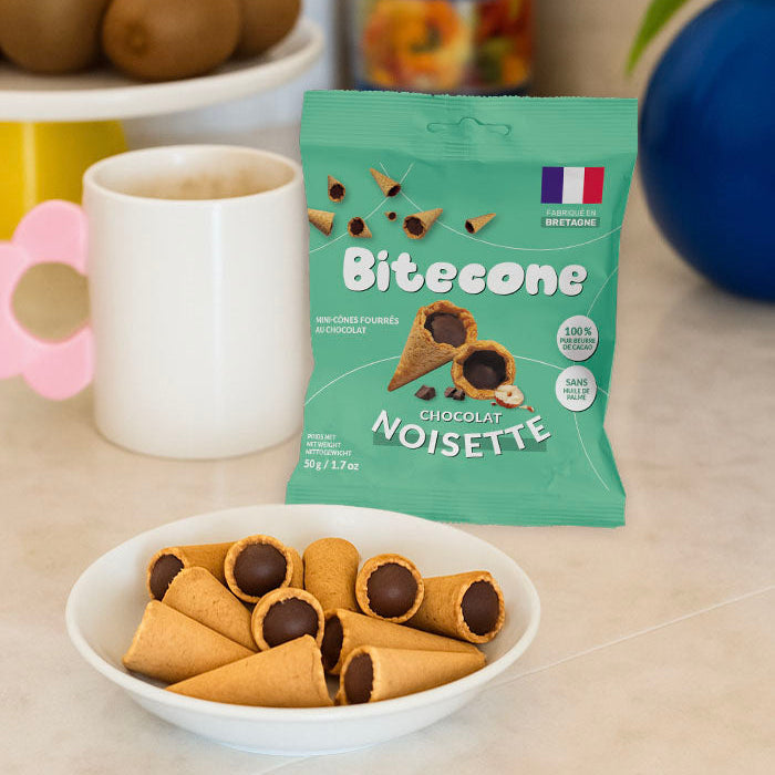 Mini cônes fourrés au chocolat noisette - 100g x15 Bitecone