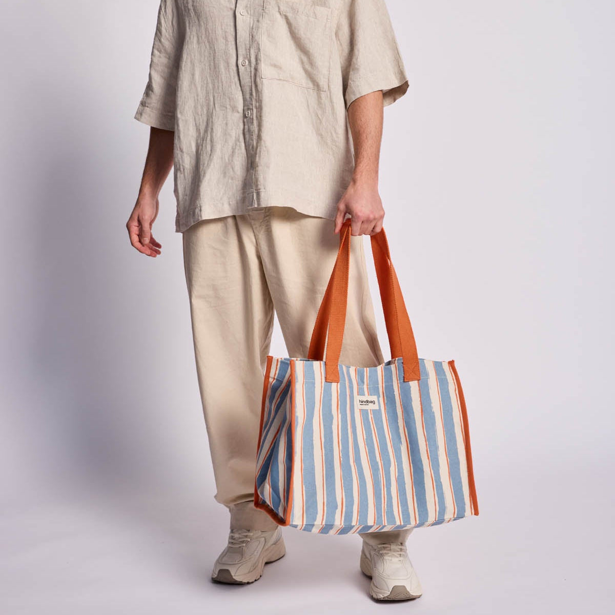 Sac Cabas Claude - Rayures Larges Bleu