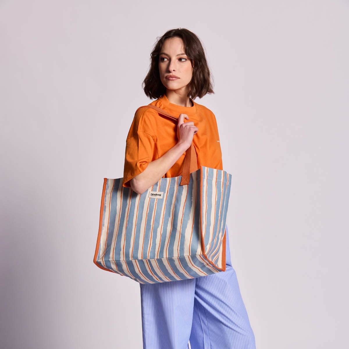 Sac Cabas Claude - Rayures Larges Bleu