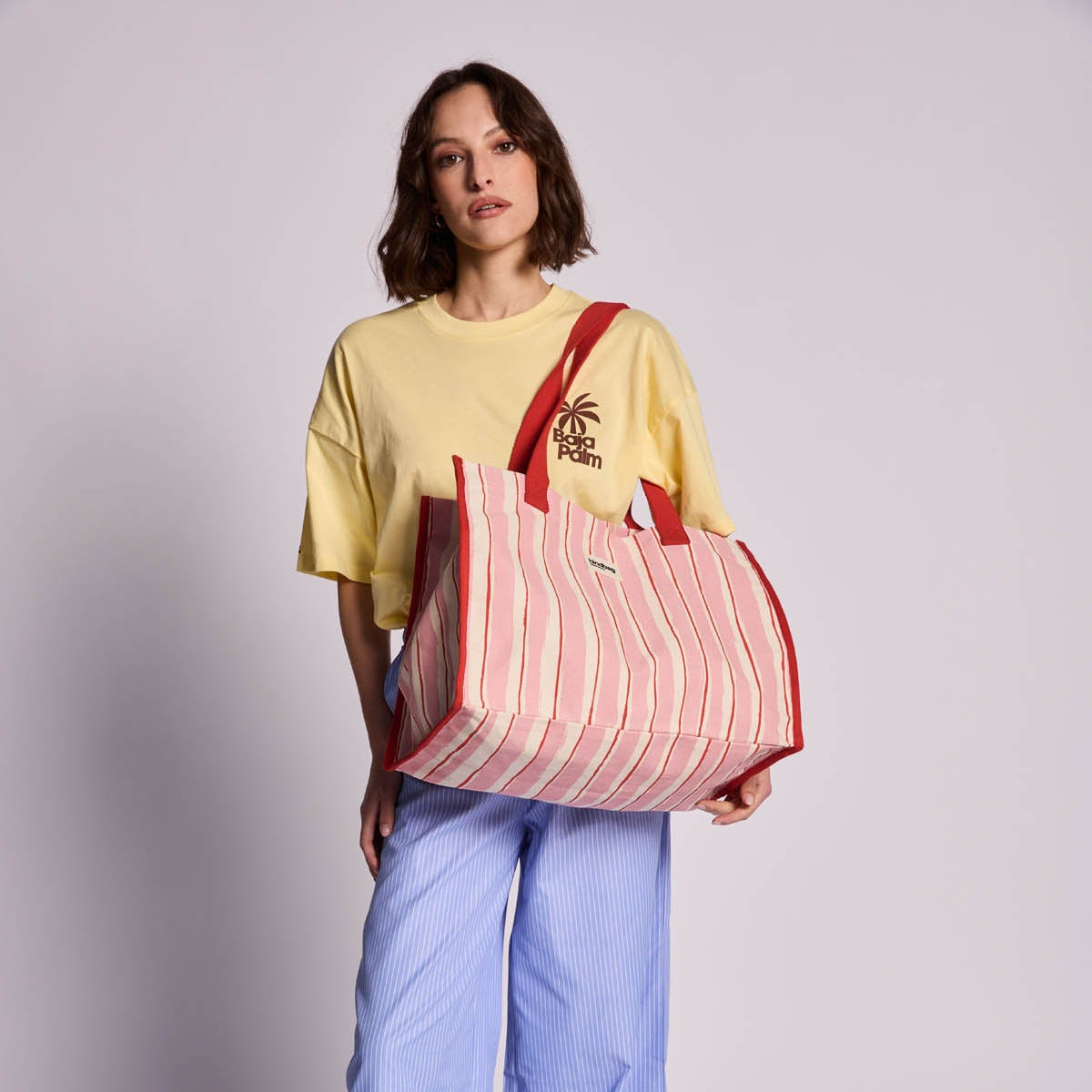 Sac Cabas Claude - Rayures Larges Rose