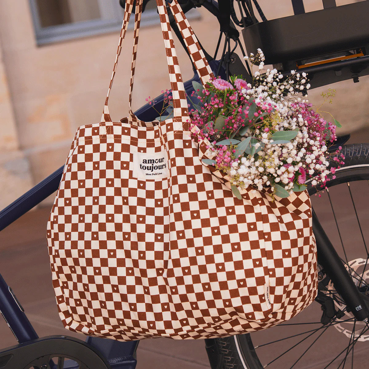 Cabas XXL - Damier coeur