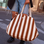 Cabas - Rayures marrons et beiges