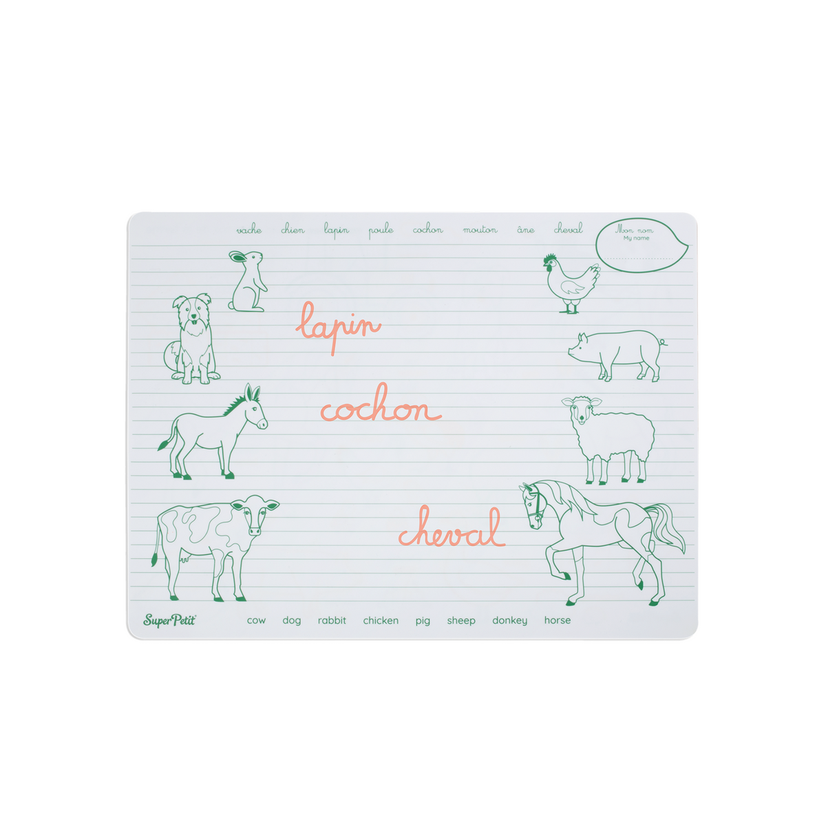 Coloriage effaçable et réutilisable - Animaux de la ferme