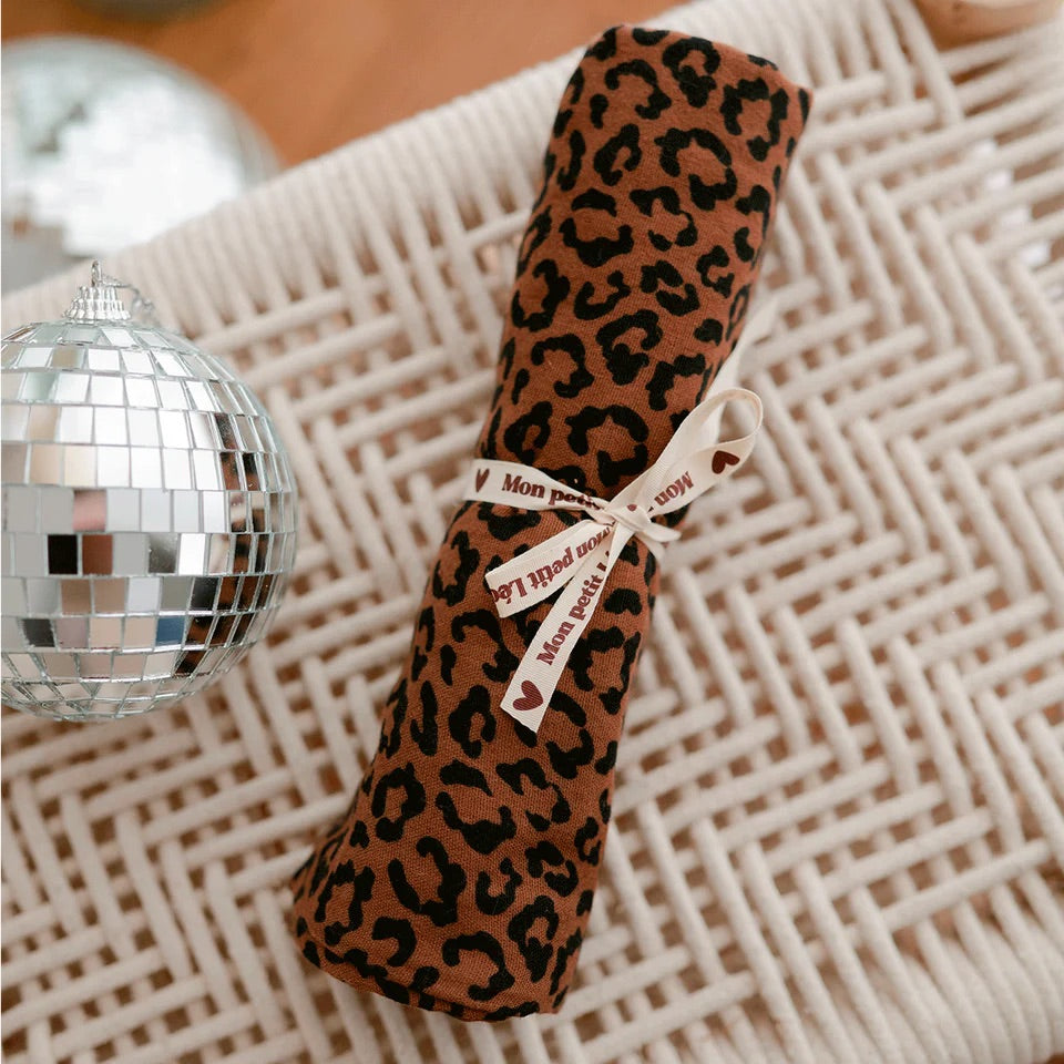 Petit foulard - léopard marron foncé