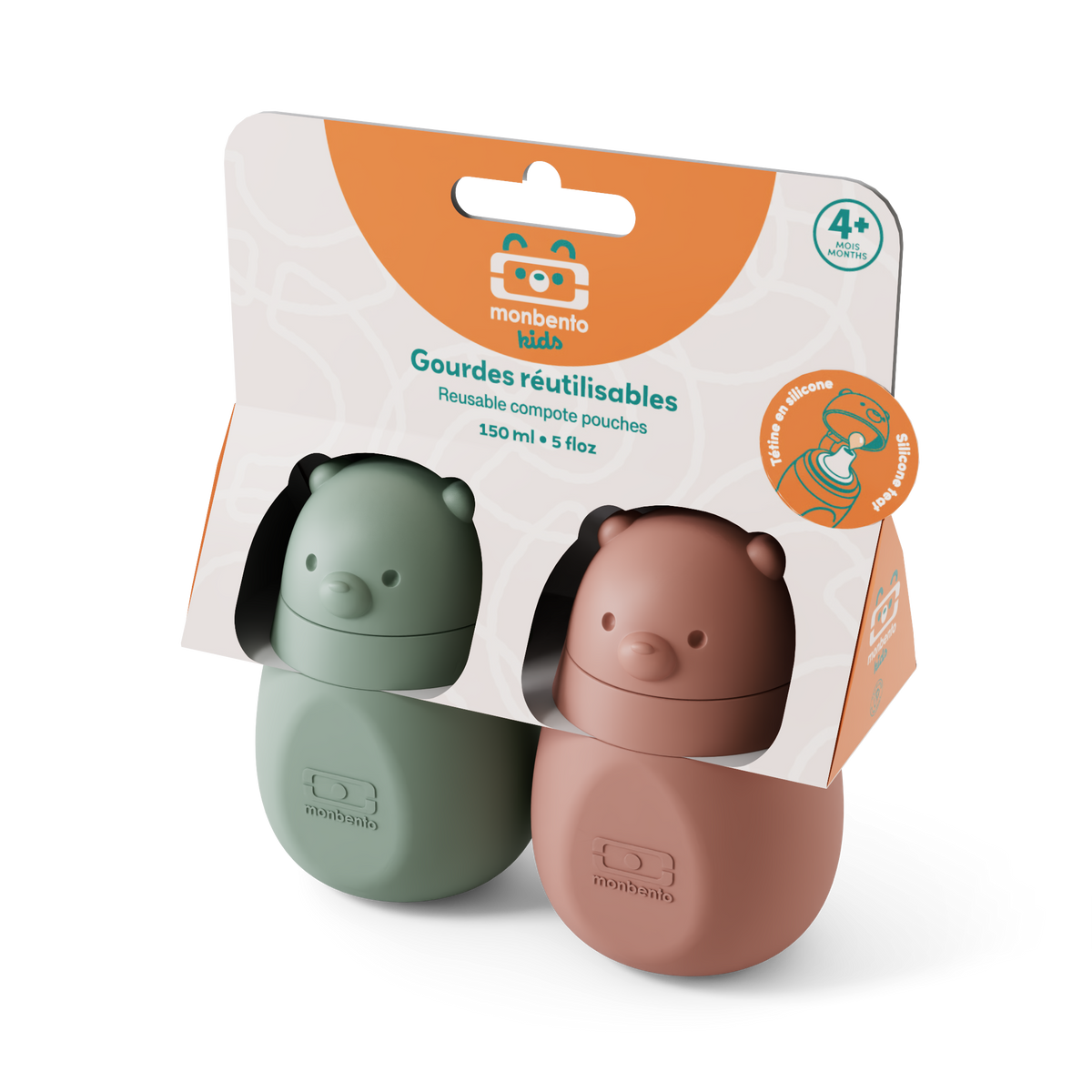 Duo Gourdes alimentaire Yummy  - Vert & Rose