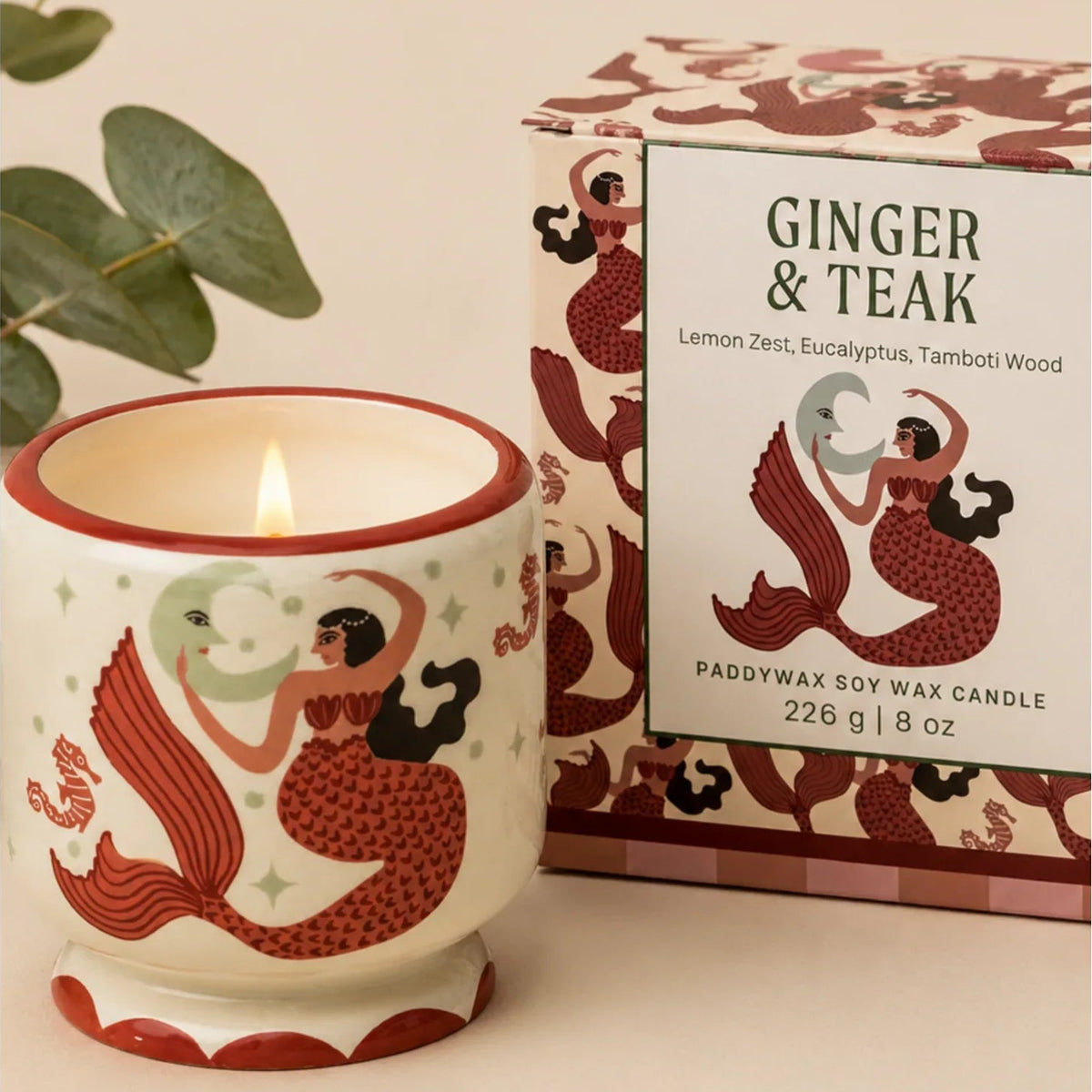 Bougie en céramique A Dopo Mermaid & Moon 226 g – Gingembre & Teck
