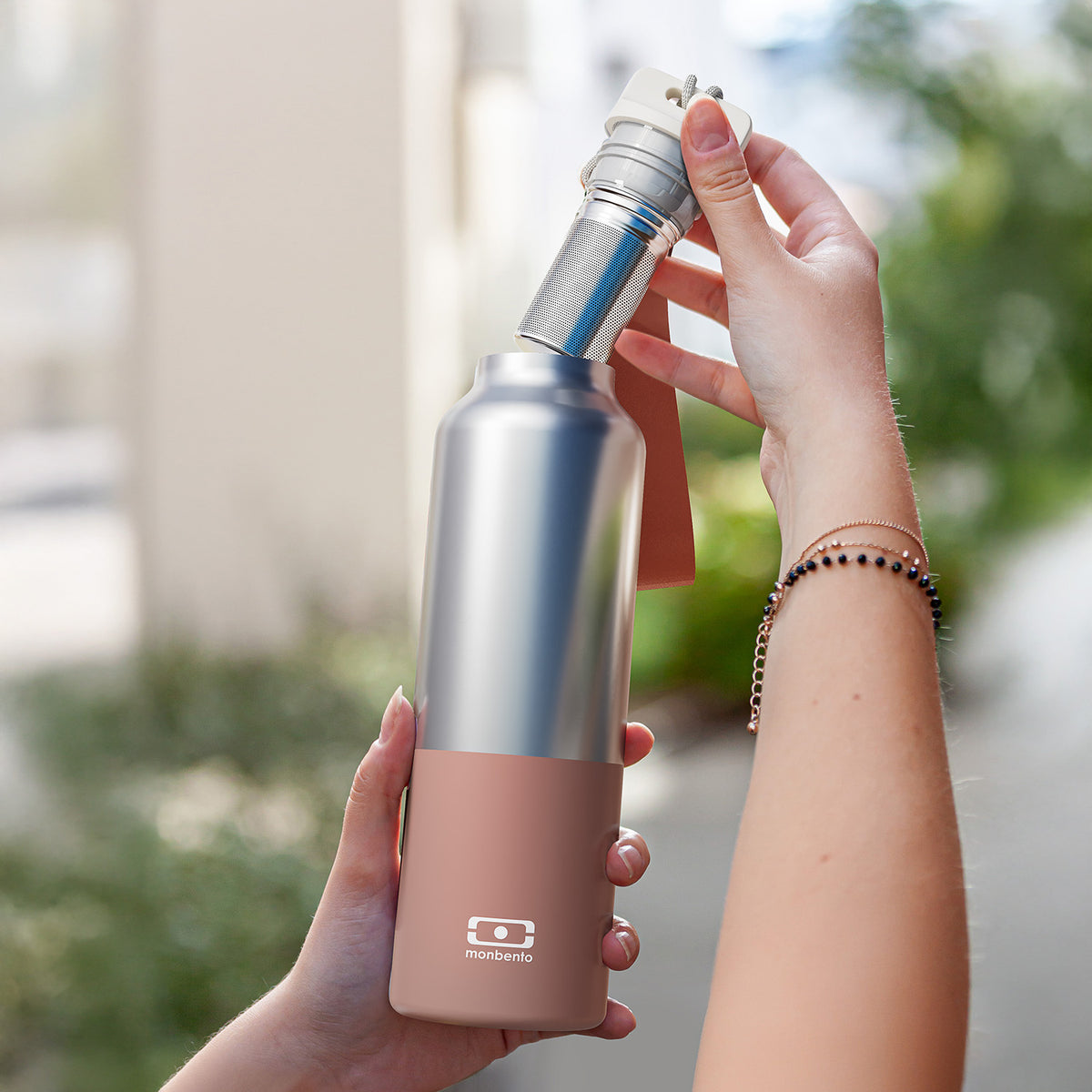 La bouteille isotherme - silver pink moka