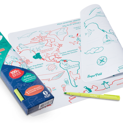 Coloriage effaçable et réutilisable - Mon 1er planisphere