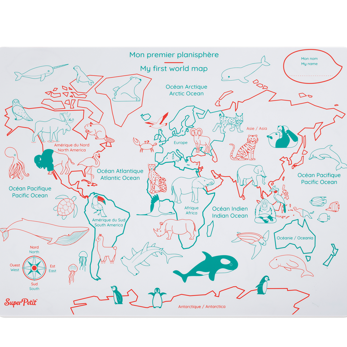 Coloriage effaçable et réutilisable - Mon 1er planisphere