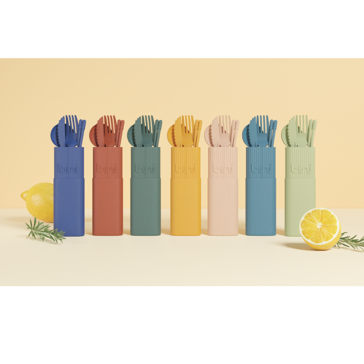 Kit de couverts réutilisables - Jaune