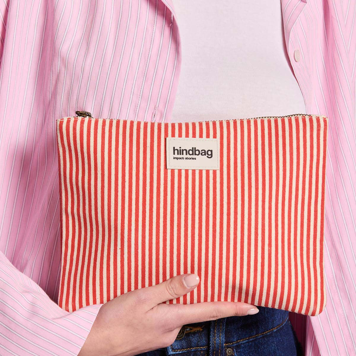 Pochette Ema -  Rayures Fines Rouge