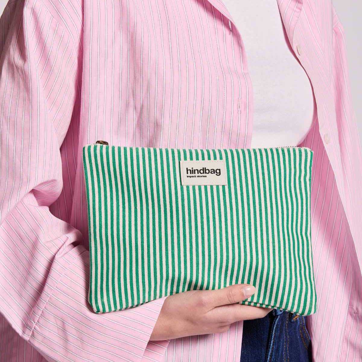 Pochette Ema -  Rayures Fines Vert