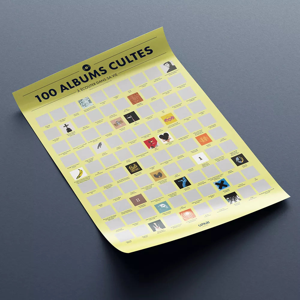 Poster à Gratter - 100 Albums Mythiques à Écouter dans sa Vie