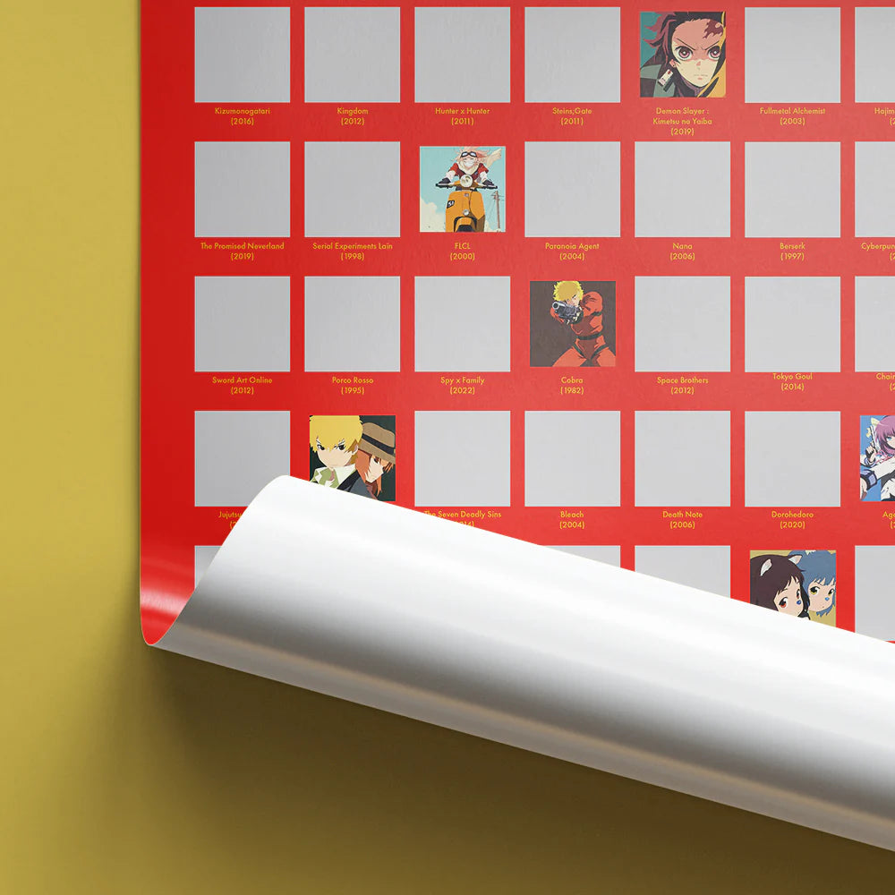 Poster à Gratter - 100 Animés Cultes à Voir dans sa Vie