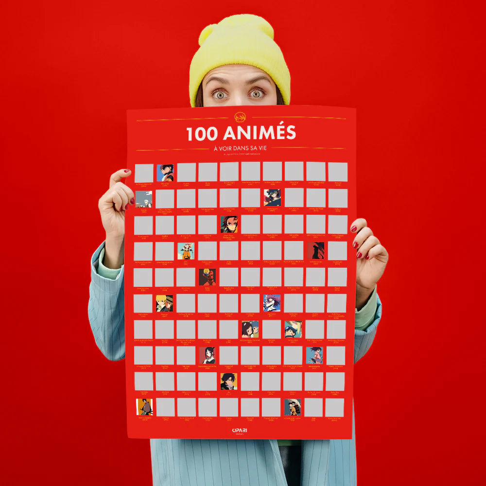 Poster à Gratter - 100 Animés Cultes à Voir dans sa Vie