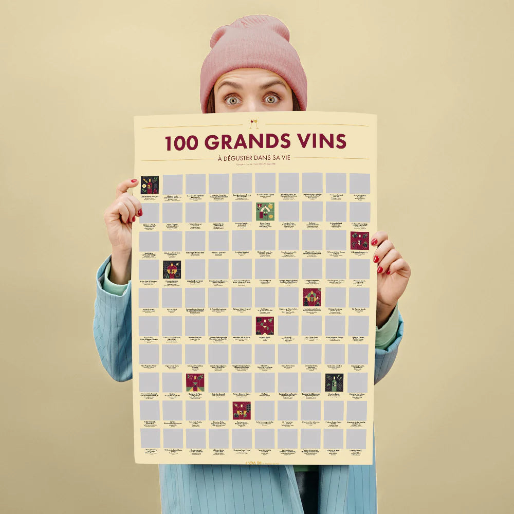 Poster à Gratter - 100 Grands Vins à Déguster dans sa Vie