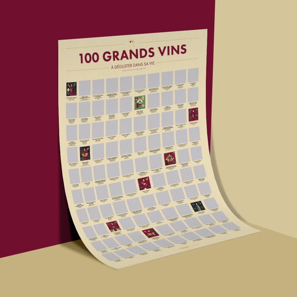 Poster à Gratter - 100 Grands Vins à Déguster dans sa Vie