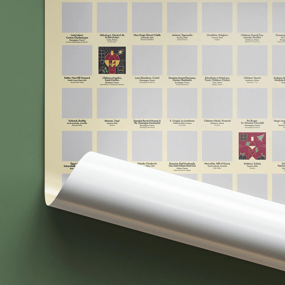 Poster à Gratter - 100 Grands Vins à Déguster dans sa Vie