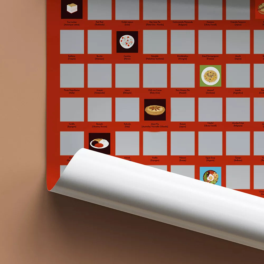 Poster à Gratter - 100 Plats à Goûter dans sa Vie