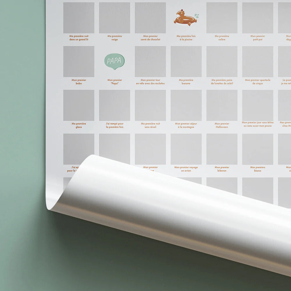 Poster à Gratter - 100 Premières Fois de Bébé à Gratter