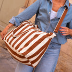 Sac week-end - Rayures marron beige