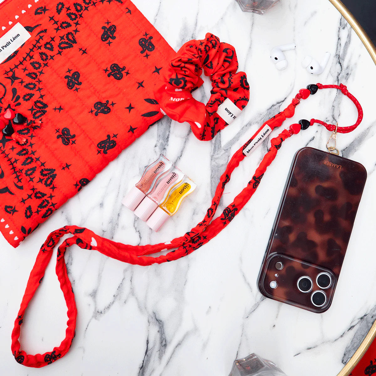Sangle de téléphone Billie - bandana rouge