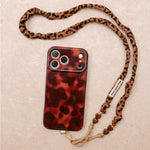 Sangle de téléphone Billie léopard marron - cordon beige