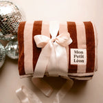 Serviette de bain rayures marrons et beiges