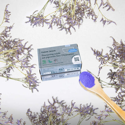 Shampoing solide bleu