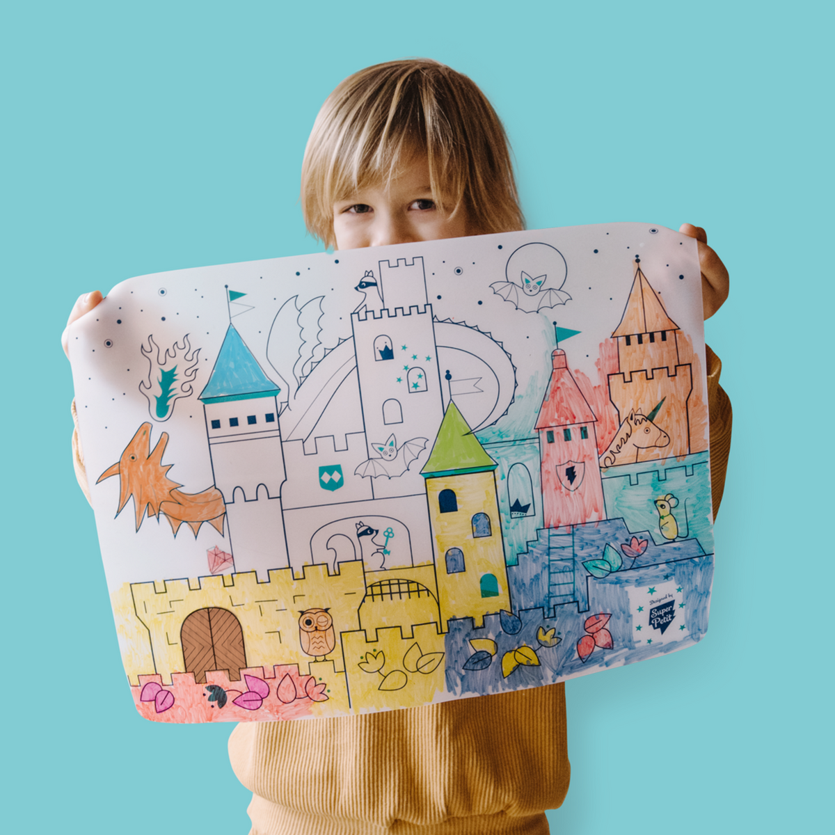 Coloriage effaçable et réutilisable chateau