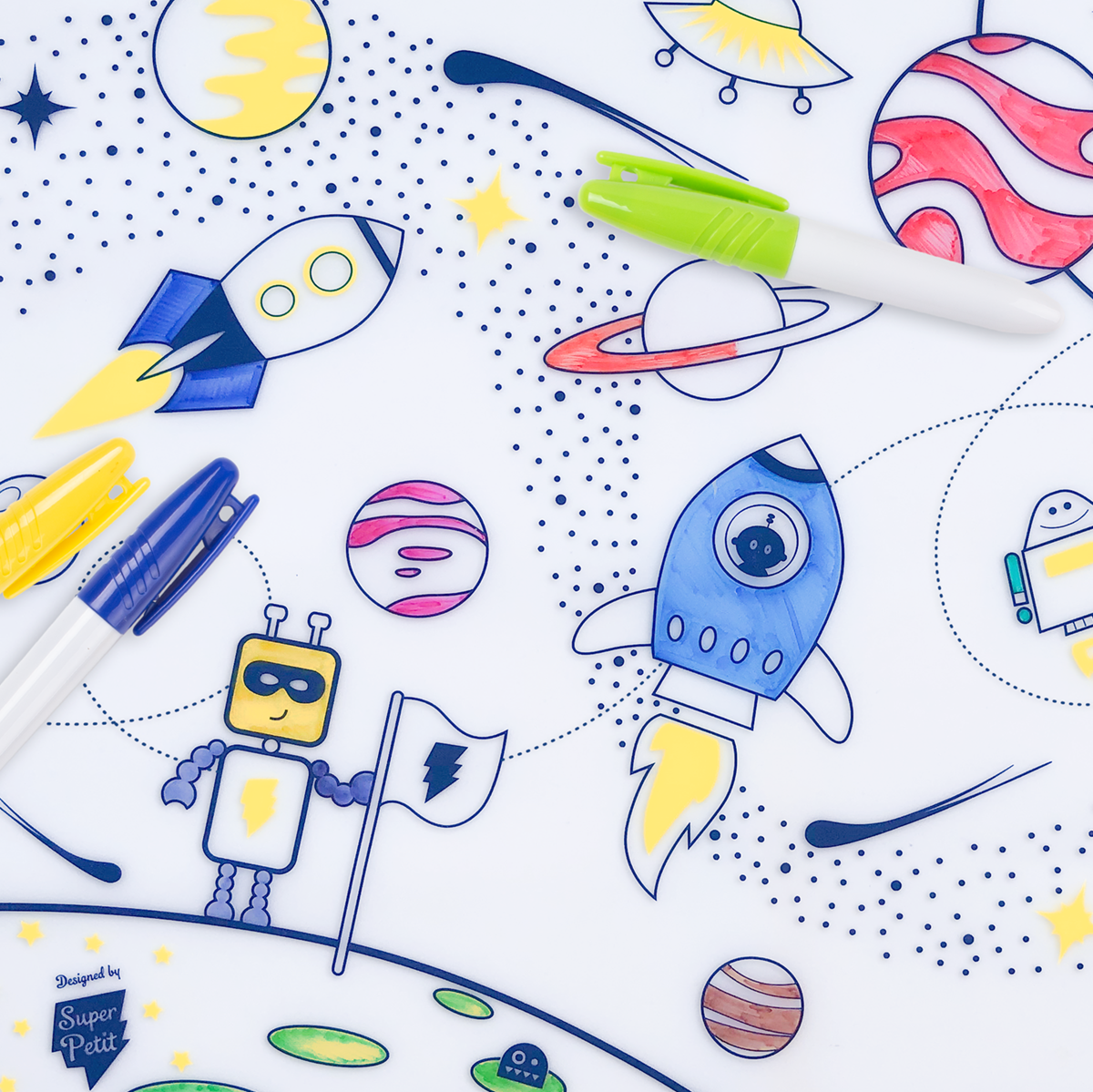 Coloriage effaçable et réutilisable espace