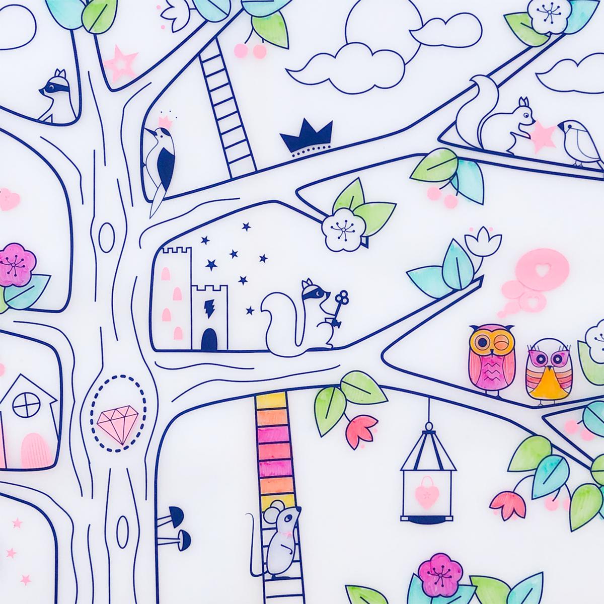 Coloriage effaçable et réutilisable arbre magique