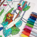 Coloriage effaçable et réutilisable jungle asie