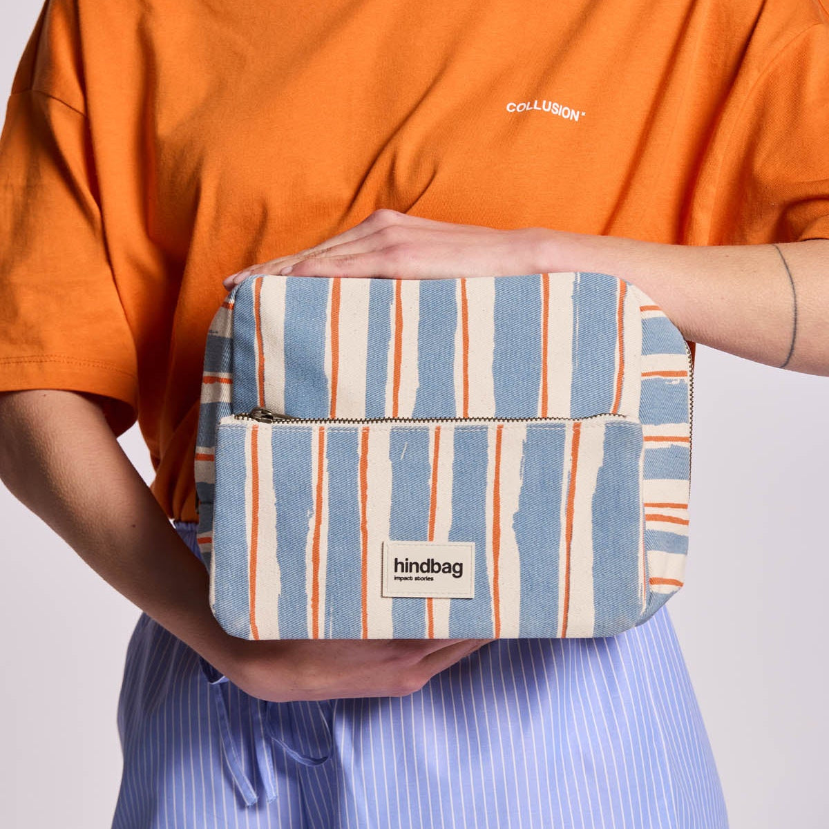 Trousse de Toilette Alix - Rayures Larges Bleu