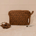 Trousse de toilette coton - léopard foncé