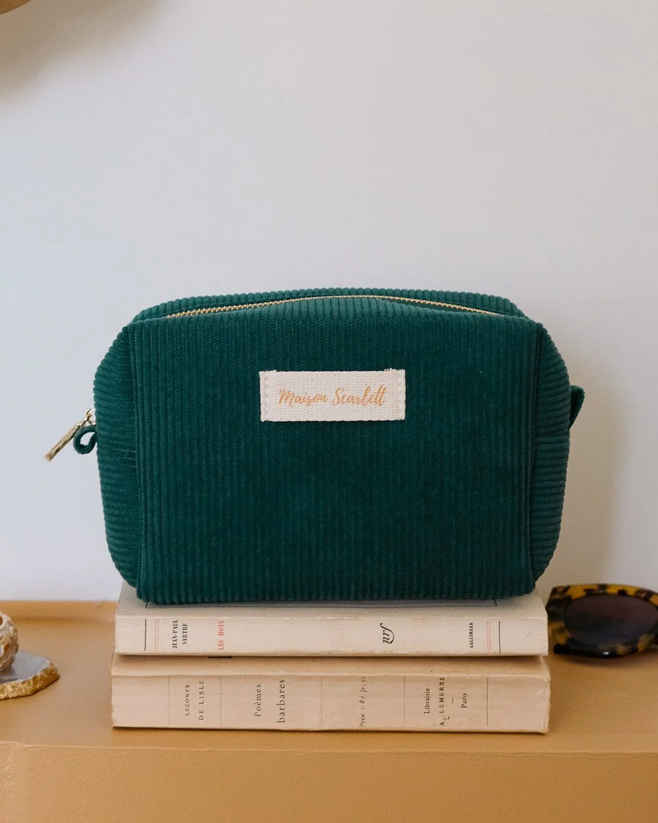 Trousse de toilette Charlotte - Velours côtelé Vert