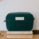 Trousse de toilette Charlotte - Velours côtelé Vert