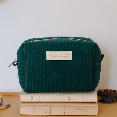 Trousse de toilette Charlotte - Velours côtelé Vert