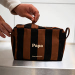 Trousse de toilette coton - rayures marrons et noirs - Papa