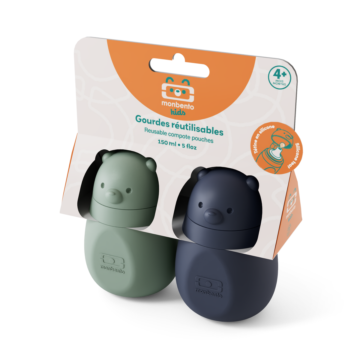 Duo Gourdes alimentaire Yummy  - Vert & Rose